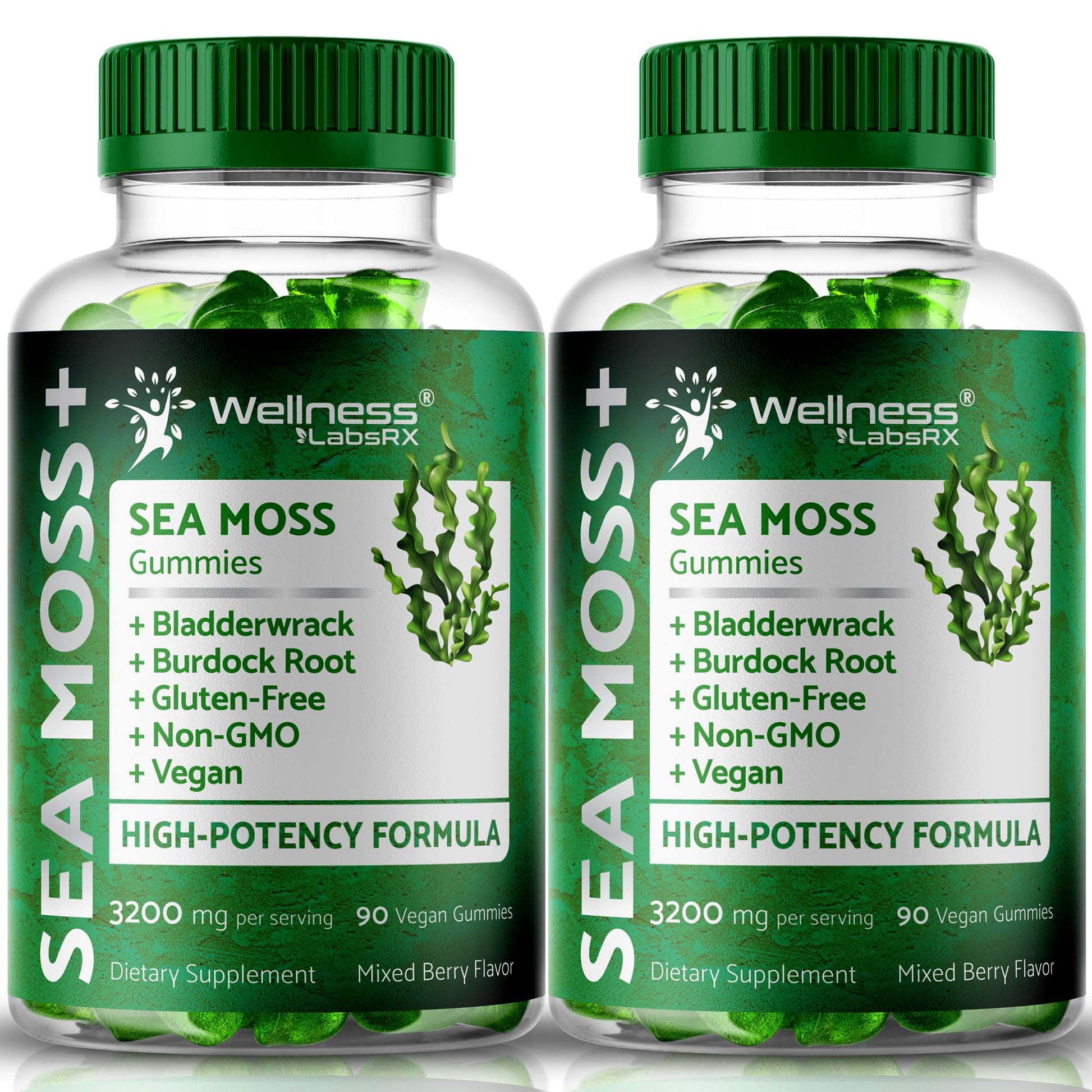 WELLNESS LABSRX Sea Moss Gummies, 3200mg Irish Sea Moss Mixed Berry Flavor with Maximum Potency Bladderwrack and Burdock Root - Supports Skin, Energy and Immunity - 180 Count WELLNESS LABSRXBuy Supplements Australia