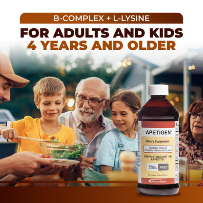 Apetigen Appetite Stimulant for Kids & Adults – Vitamin B-Complex with L-Lysine Liquid – Sugar Free Weight Gain Supplement for Picky Eaters – Caramel Flavor, 16oz ApetigenBuy Supplements Australia