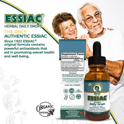 Essiac Original Tea USDA Organic Daily Drops for Enhanced Lymphatic Drainage and Immune Support | Alcohol Free Concentrated Formula | 2oz (59ml) EssiacBuy Supplements Australia