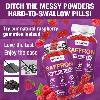 VAJYKEWJY Saffron Gummies (88.5 mg) with Magnesium — Enhanced with St. John’s Wort, Rhodiola, Ashwagandha & Vitamins B6, B12, D3 for Mood & Focus Support — 120 Count VAJYKEWJYBuy Supplements Australia