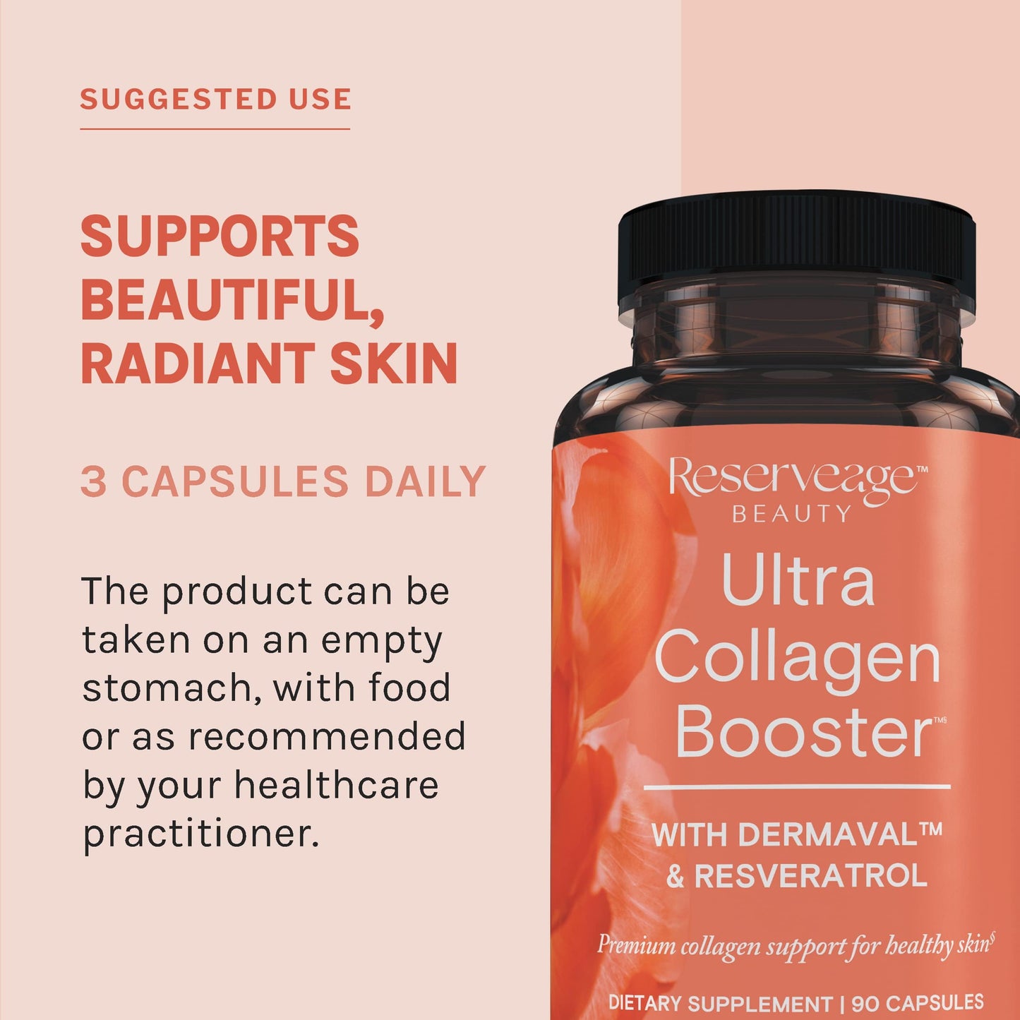 Reserveage Ultra Collagen Booster & Keratin Hair Booster - Features Dermaval, Biotin & Resveratrol - Support Hair & Skin - 90 Ultra Collagen Booster Capsules, 120 Keratin Hair Booster Capsules Reserveage NutritionBuy Supplements Australia
