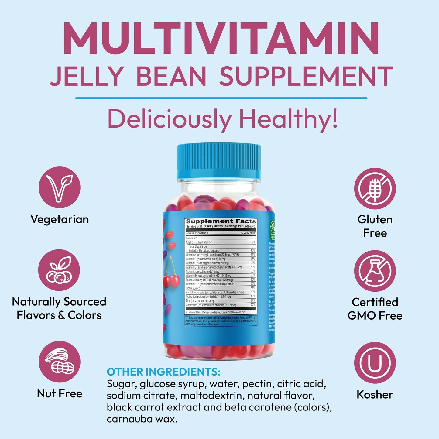 Human Beanz Multivitamin Jelly Bean Gummies with Zinc for Men and Women, Immune Support Dietary Supplements for Adults, Vegetarian Human BeanzBuy Supplements Australia
