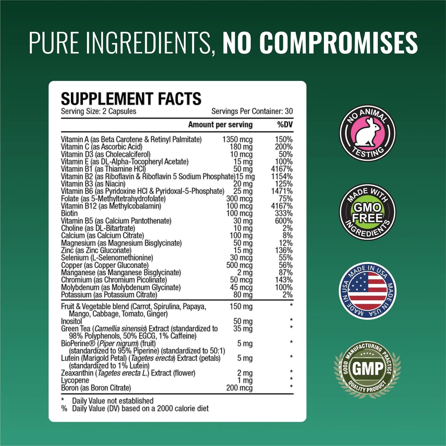 Approved Science Multi-Vitamin - with Full-Spectrum B-Vitamins, Green Tea, Lutein, Lycopene, Zeaxanthin, BioPerine Approved Science