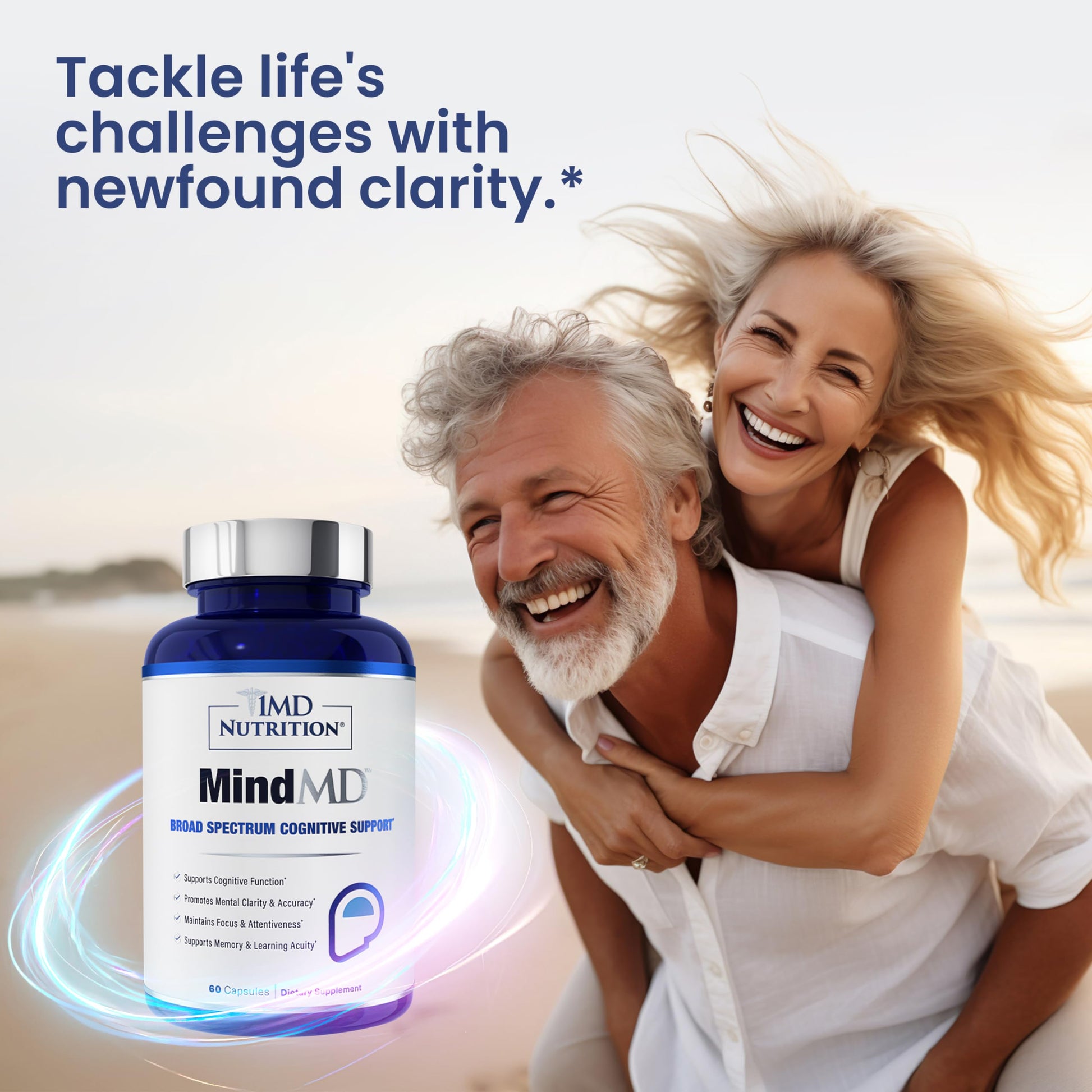 1MD Nutrition MindMD - Brain Supplement for Memory and Focus - Bacopa Monnieri for Nootropic Brain Support - Brain Health Supplement for Adults - with Vitamin B6 & Green Tea Extract - 60 Caps 1MD NutritionBuy Supplements Australia