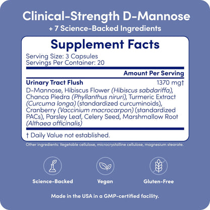 UT-Fem Solution - Fast-Acting Urinary Tract Flush for Women, Proactive UTI Support, Promotes Cleansing & Comfort, Clinical-Strength D-Mannose, Cranberry, and Natural Ingredients - 60 Vegan Capsules UT-FemBuy Supplements Australia
