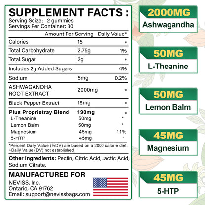 NEVISS Ashwagandha Gummies 2000mg, Feel Refreshed, Plus Proprietary Blend NEVISSBuy Supplements Australia