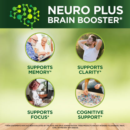 Neuro Plus Brain Supplement - Nootropic for Memory, Focus & Clarity - Neuro Brain and Focus Supplement with Bacopa Monnieri & DHA - Cognitive Support Formula - 60 Capsules Vitalize LifeBuy Supplements Australia