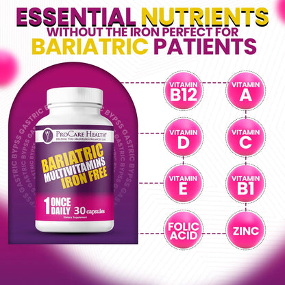 Procare Health Bariatric Multivitamin with Iron Free (30 Fast Dissolving Veggie Capsule) - Bariatric Vitamins for Gastric Sleeve & Gastric Bypass ProCare HealthBuy Supplements Australia