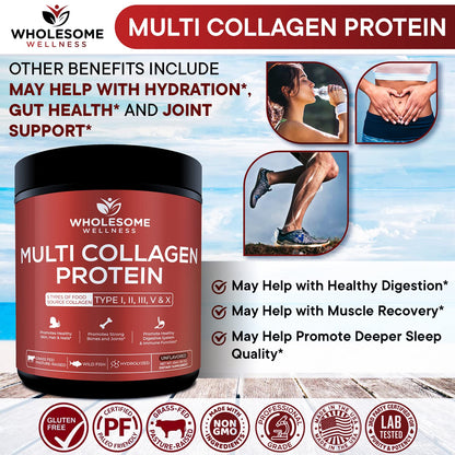 Multi Collagen Protein Powder Hydrolyzed (Type I II III V X) Grass-Fed All-in-One Super Wholesome WellnessBuy Supplements Australia