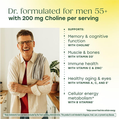 MegaFood Advanced Multivitamin for Men 55+, Mens Multivitamins 50 Plus, Methylated B12, Methyl folate, Choline, Vitamin D, Brain & Muscle Health, Immune Support, Vegetarian - 120 Tablets (60 Servings) MegaFoodBuy Supplements Australia
