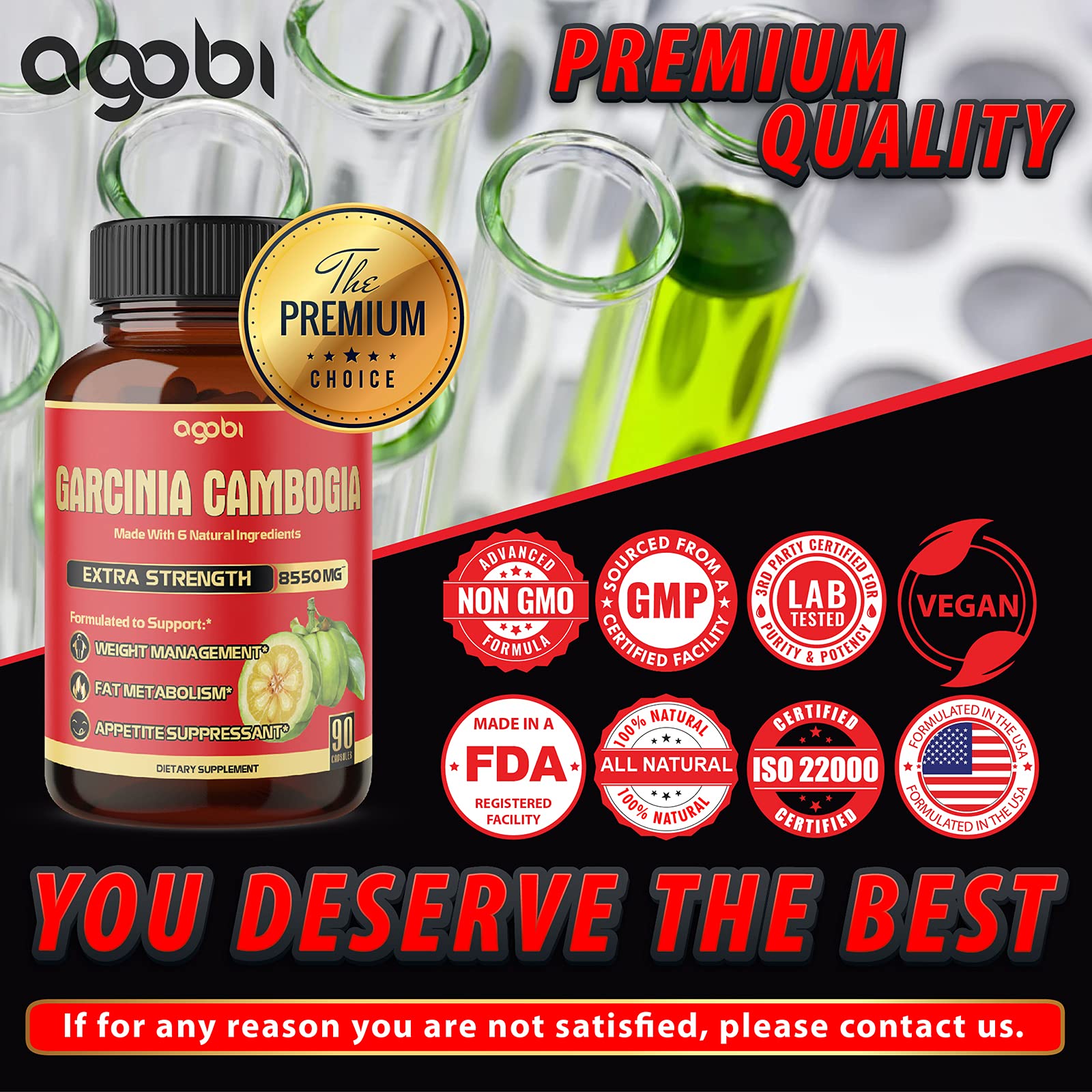 agobi Pure Garcinia Cambogia Capsules 8550mg - 6in1 with Green Tea, Arjuna, Garlic Bulb agobiBuy Supplements Australia