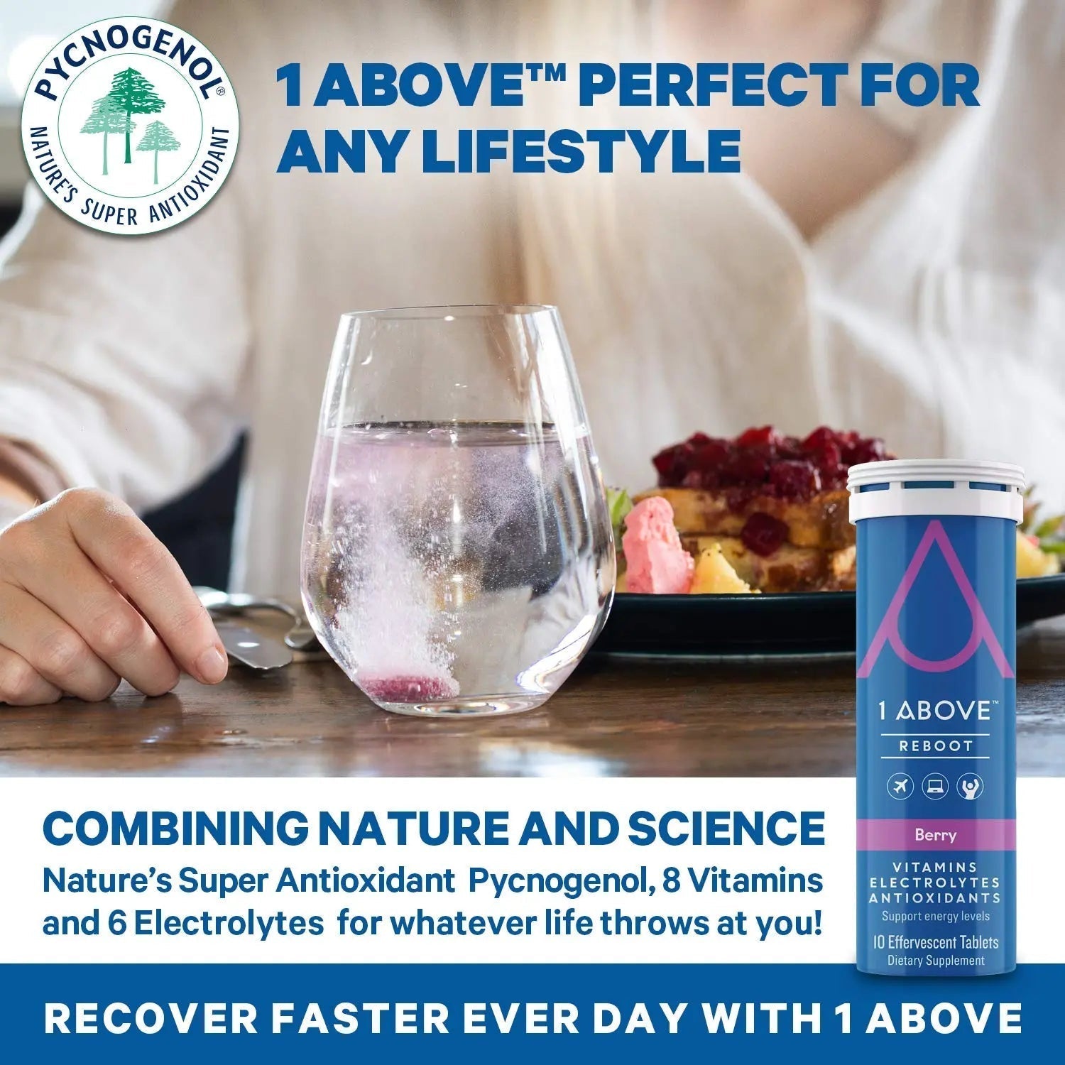 1Above Jet Lag Relief Tablets - Citrus-Flavored Effervescent Multivitamin with Pycnogenol Travel Supplement for Hydration, Energy 1ABOVEBuy Supplements Australia