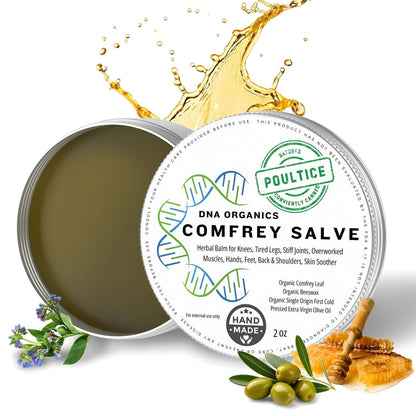 DNA Organics Comfrey Salve Ointment 2oz – Organic Herbal Salve for Bones, Muscles, Joints, Knees, Skin & Tattoo Care. Herbal Balm for Soothing Relief. Handcrafted, Slow-Infused, No Chemical Fillers Wild CastleBuy Supplements Australia