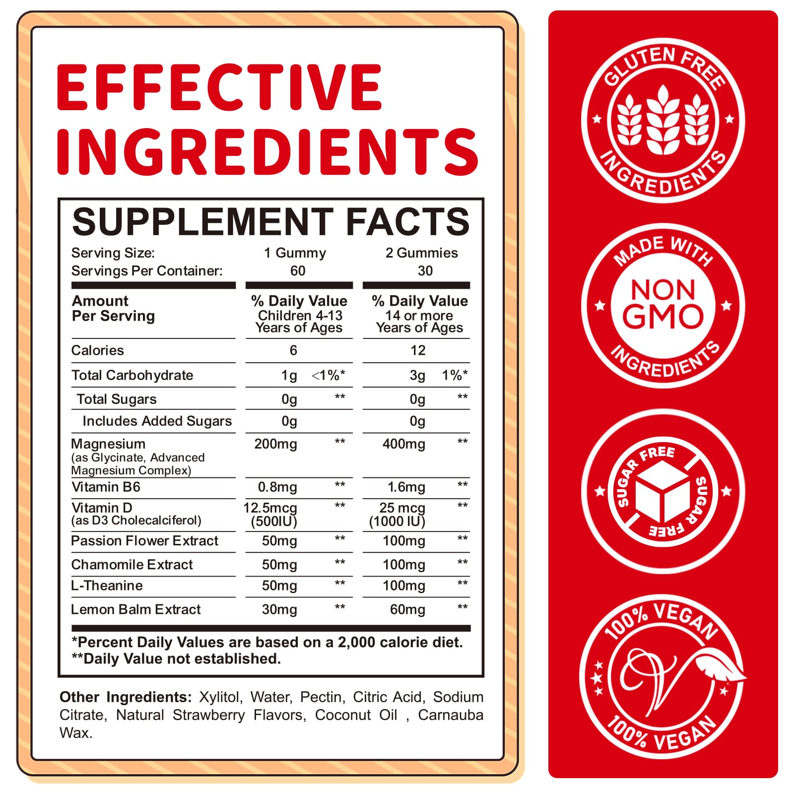 Magnesium Gummies for Kids - Magnesium Glycinate Gummies Supplement with L-Theanine, Vitamin B6, D3 for Kids & Adults Sleep, Calm, Relaxation, Brain, Bones, Sugar Free Strawberry 60ct ReviNutraBuy Supplements Australia