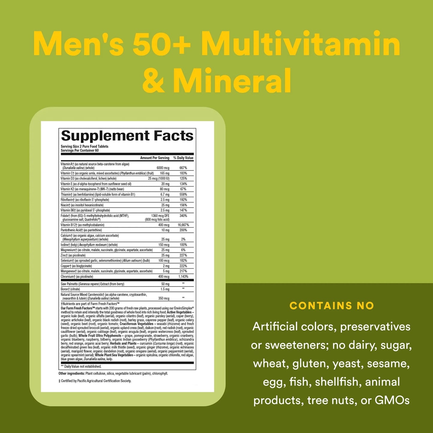 Natural Factors Whole Earth & Sea Men's 50+ Multivitamin & Mineral - Daily Nutritional Support Multivitamin Natural Factors
