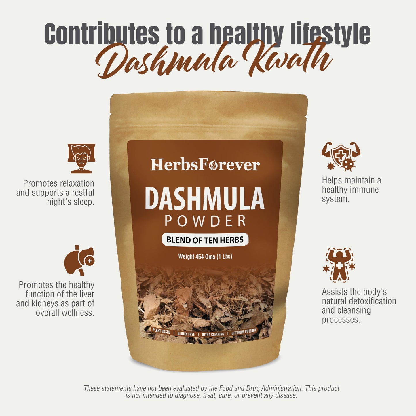 Herbsforever Dashmula Cut and Sifted (Coarse/Kawth) Herbs for Tea - Joint Comfort, Vata Calming, Female Postpartum Cycle & Wellness, Ten Authentic Ayurvedic Roots, Non GMO, Vegan 454g,1 lbs,Dashmool HerbsforeverBuy Supplements Australia