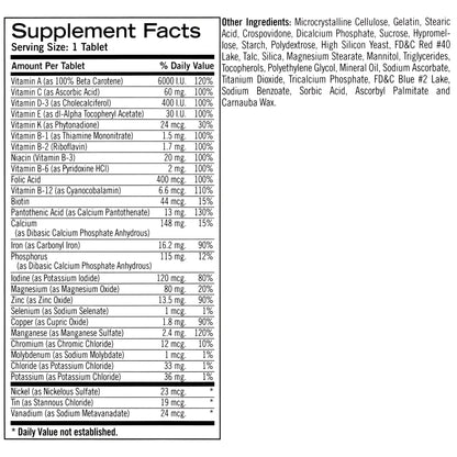 Geritol Multi-Vitamin Nutritional Support Tablets, Balance of 26 Essential Vitamins and Minerals, 100-Count Bottles (Pack of 2) Geritol