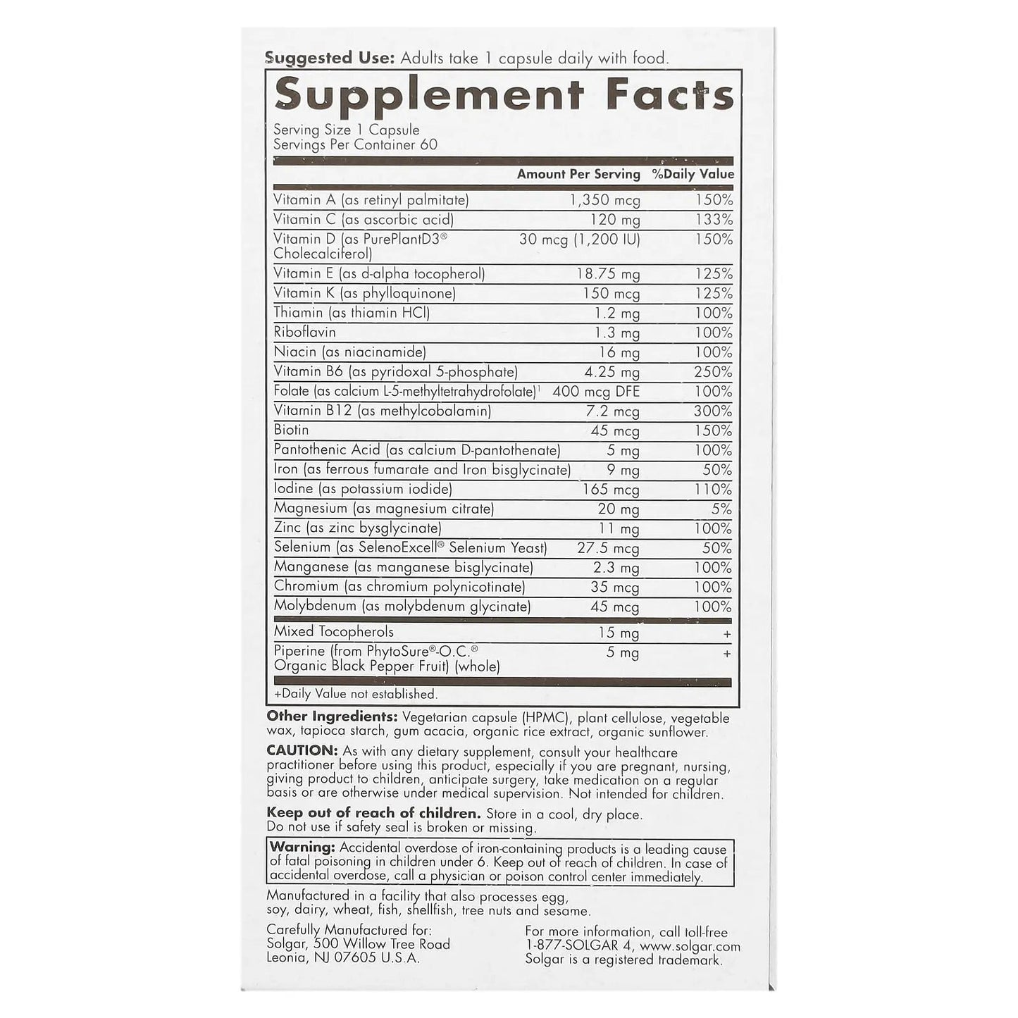 Solgar One Daily Women's Multi Whole Body Support Highly Absorbable Delayed Release Vitamin for Women, Supplement for Immune, Heart, Energy SolgarBuy Supplements Australia