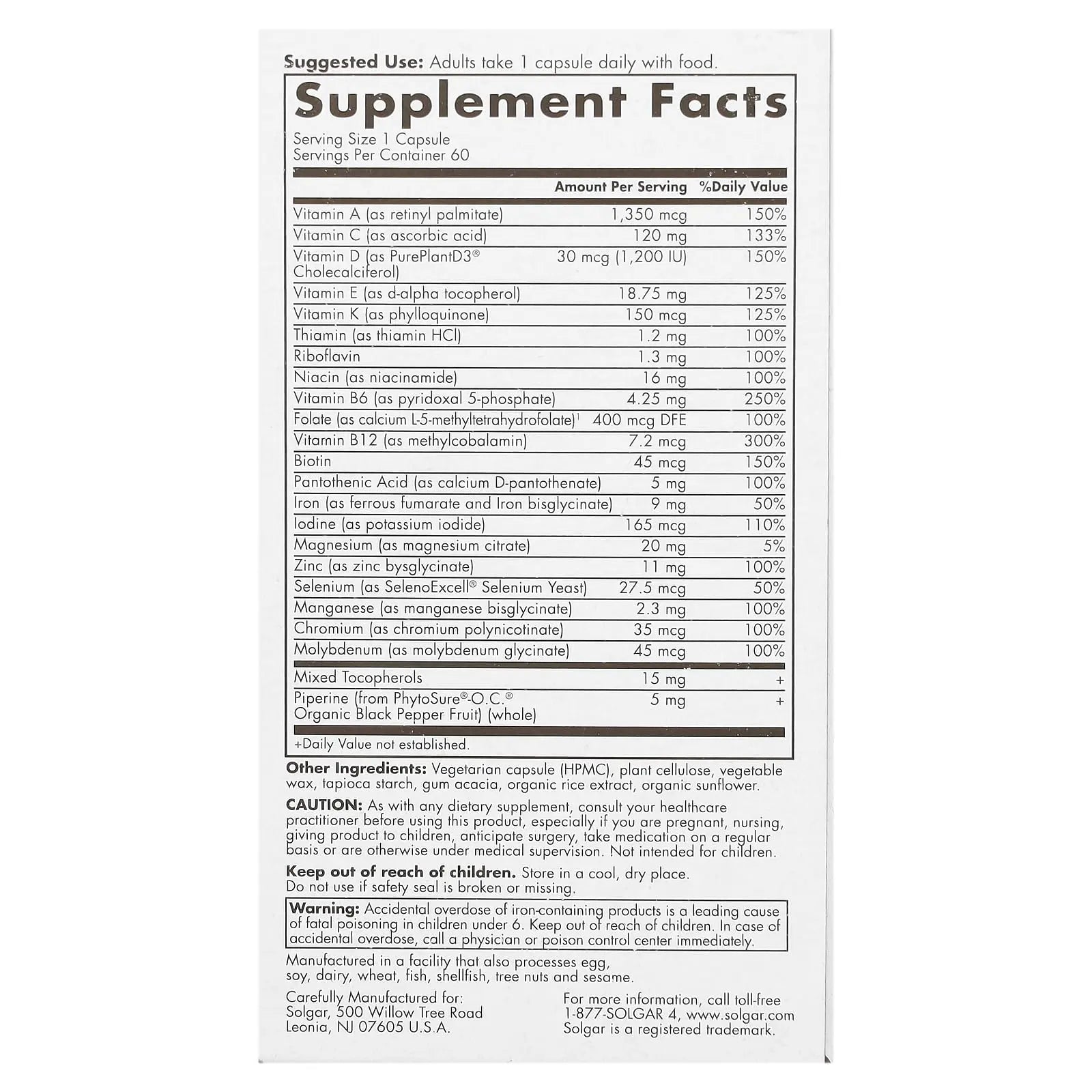 Solgar One Daily Women's Multi Whole Body Support Highly Absorbable Delayed Release Vitamin for Women, Supplement for Immune, Heart, Energy SolgarBuy Supplements Australia