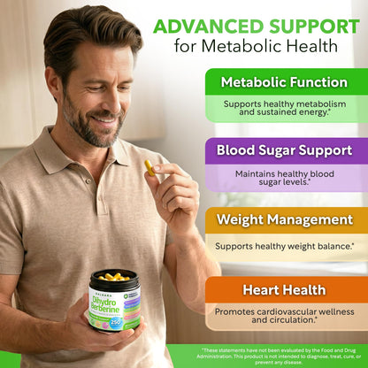 Dalnara Dihydroberberine Capsules 250mg, 60 Count - Supports Metabolic Wellness & Balanced Energy, Non-GMO,Dihydroberberine Supplement DalnaraBuy Supplements Australia