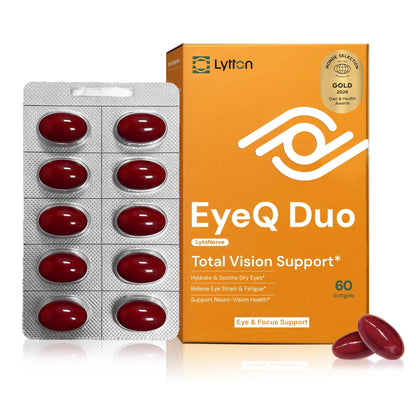 LYTTON EyeQ Duo Digital Eye & Focus Support – Patented Anthochlorogin for Brain-Eye Connection, Promotes Ocular Vitality – Rapid Visual Comfort & Natural Formula for Screen Users, 60 Softgels LYTTONBuy Supplements Australia