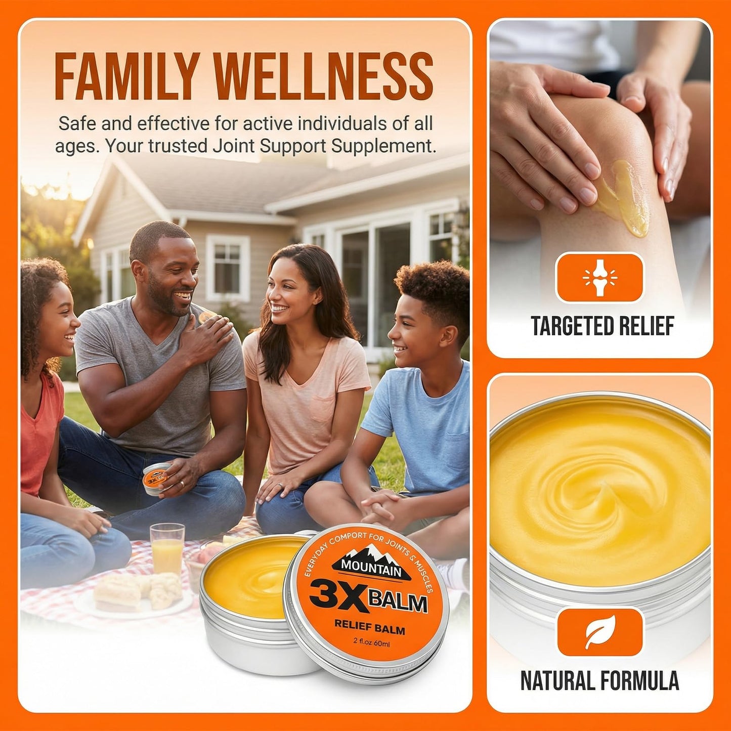 MOUNTAIN 3X 3X Relief Balm, 2.7fl Oz Relief Balm, with Natural Arnica & Camphor, Soothing Neck, Hands & Feet, Non-Greasy Formula, Fast Absorbing (1) MOUNTAIN 3XBuy Supplements Australia