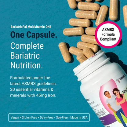 BariatricPal Multivitamin ONE 1 per Day! Bariatric Multivitamin Capsule with 60 mg of Iron | Easy to Swallow Capsule | BariatricPalBuy Supplements Australia