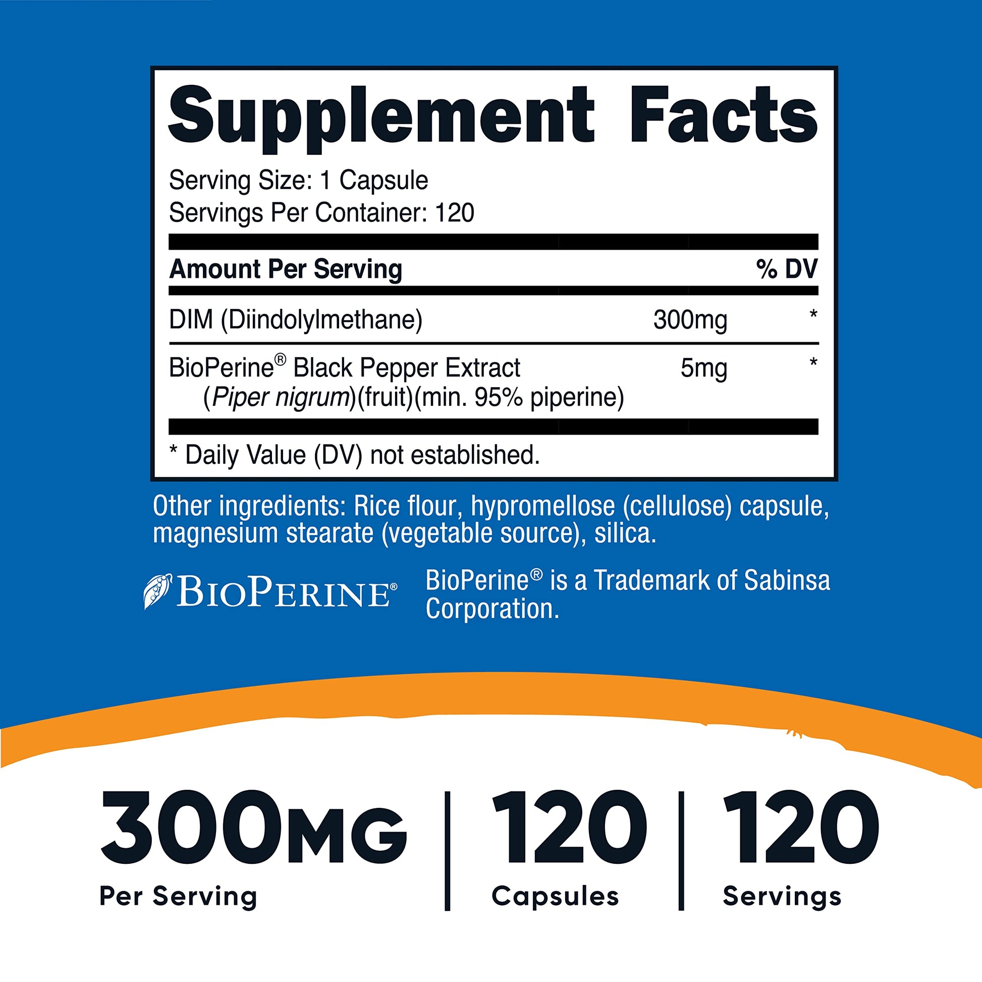 Nutricost DIM (Diindolylmethane) Plus BioPerine 300mg, 120 Vegetarian Capsules NutricostBuy Supplements Australia