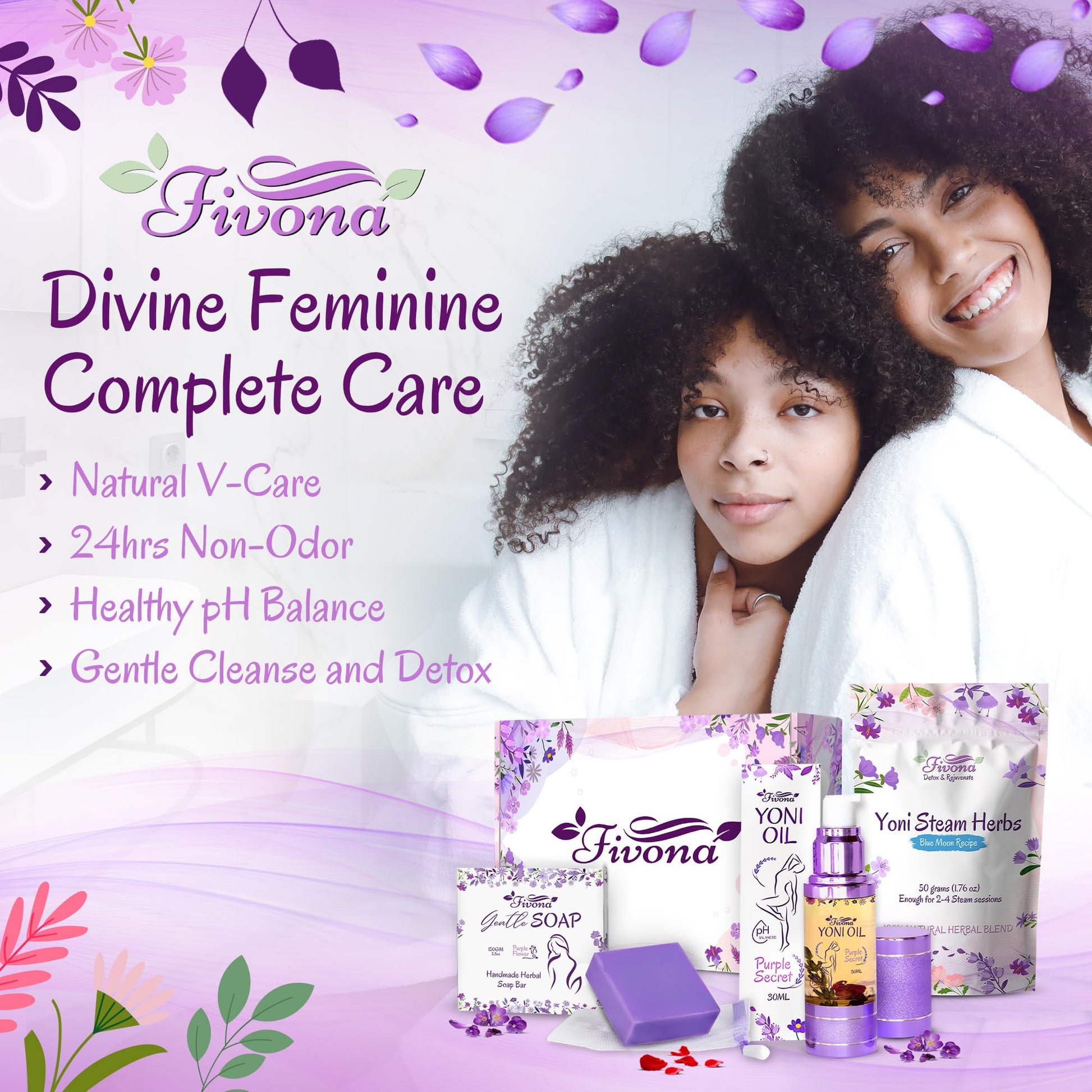 FIVONA Yoni Care Kit 3 in 1 - pH Balanced Natural Vaginal Oil 30 ml, Organic Herbal Soap 5.3 oz FIVONABuy Supplements Australia