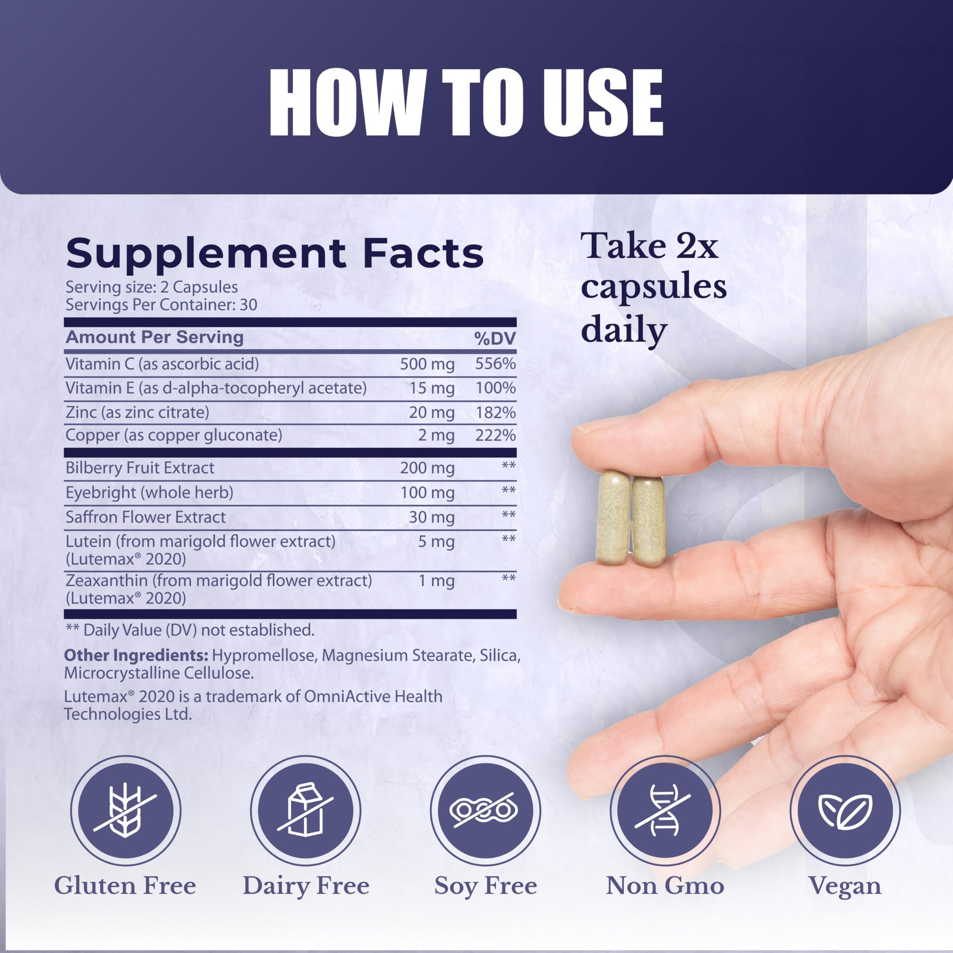 NATION HEALTH MD Vision Nutri Complex - Eye Vitamins with Lutein, Bilberry - Eye and Vision Health for Men & Women - 60 Capsules NATION HEALTH MDBuy Supplements Australia