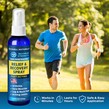OWELL NATURALS Deep Penetrating Pain Relief Liquid Spray, Fast-Acting, Long Lasting, Natural Relief for Muscle Aches, Joint Pain, Stiffness, Quick Dry Formula, 3.5 oz Owell NaturalsBuy Supplements Australia