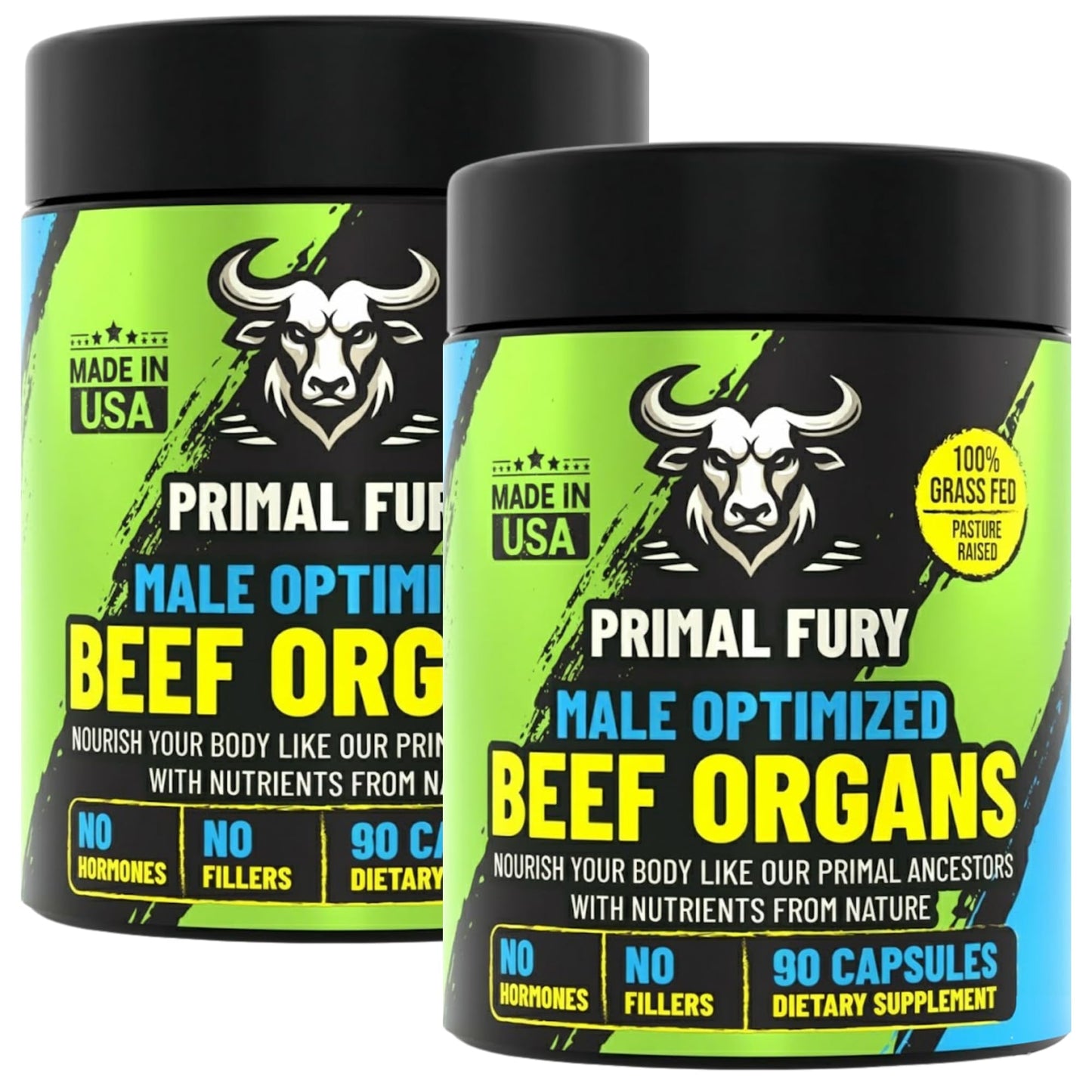 Grass Fed Beef Organ Supplement for Men - Male Optimization Pills - 6 Vital Beef Organs to Drive Prostate Health & Peak Performance, Made in USA, 90 Capsules (2 Pack) PRIMAL FURYBuy Supplements Australia
