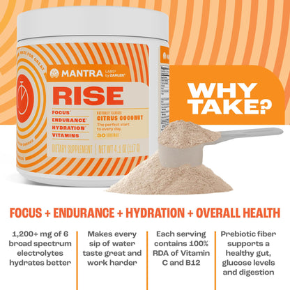 Zahler Mantra Rise, The Energy and Focus Supplement, Citrus Coconut Flavored, 30 Servings. ZahlerBuy Supplements Australia