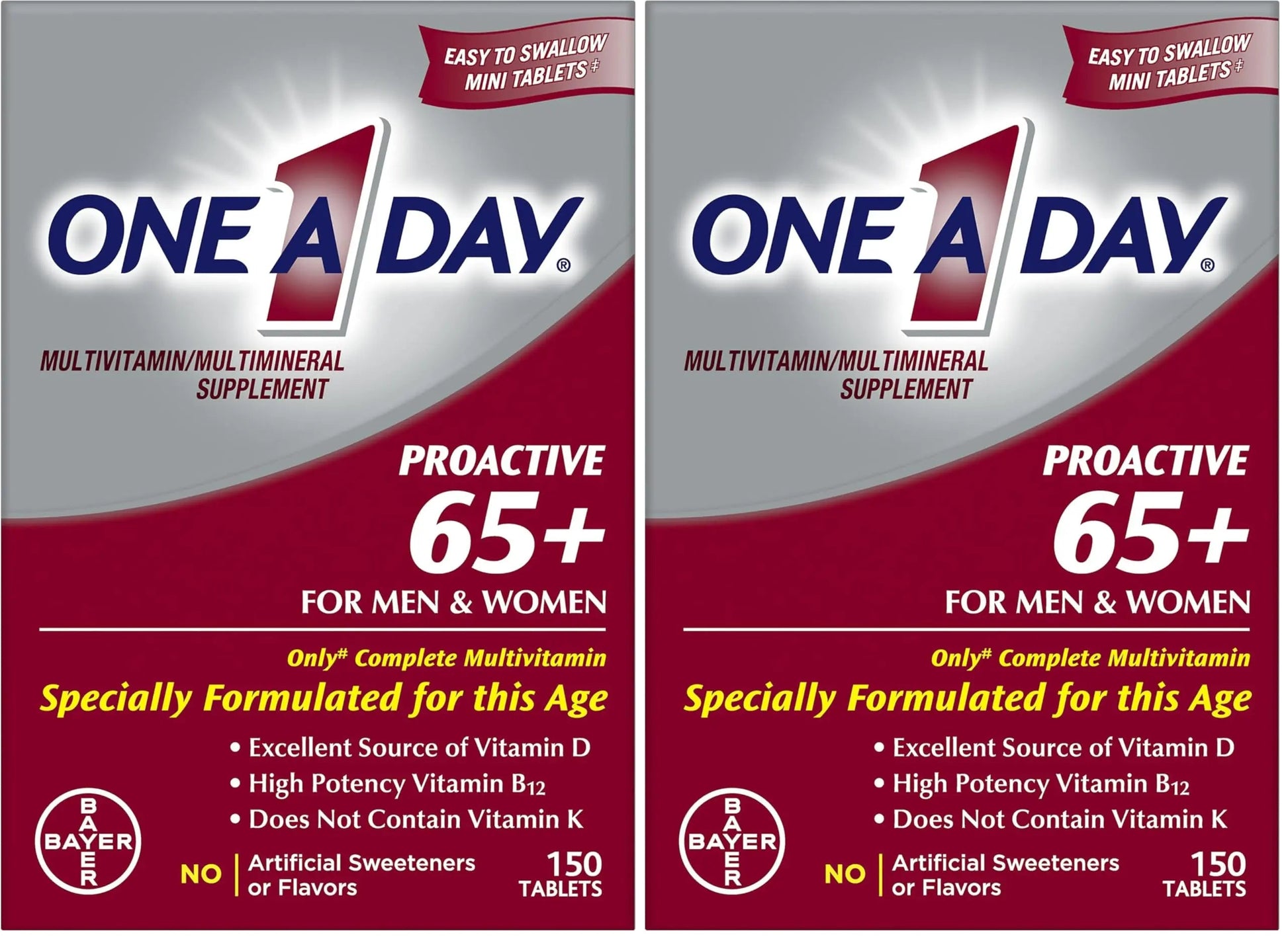 ONE A DAY Proactive 65+, Mens & Womens Multivitamin, Supplement with Vitamin A, Vitamin C, Vitamin D, and Zinc for Immune Health Support ONE A DAY