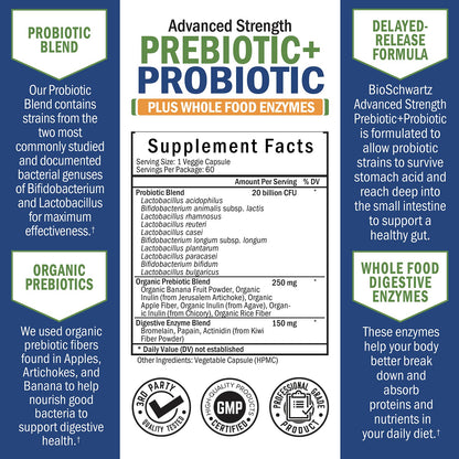 Prebiotics and Probiotic with Whole Food Enzymes for Adults Women & Men BioSchwartzBuy Supplements Australia
