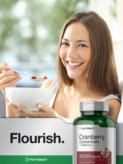 Cranberry Concentrate Extract Pills + Vitamin C | 30,000mg | 120 Capsules | Triple Strength HorbäachBuy Supplements Australia