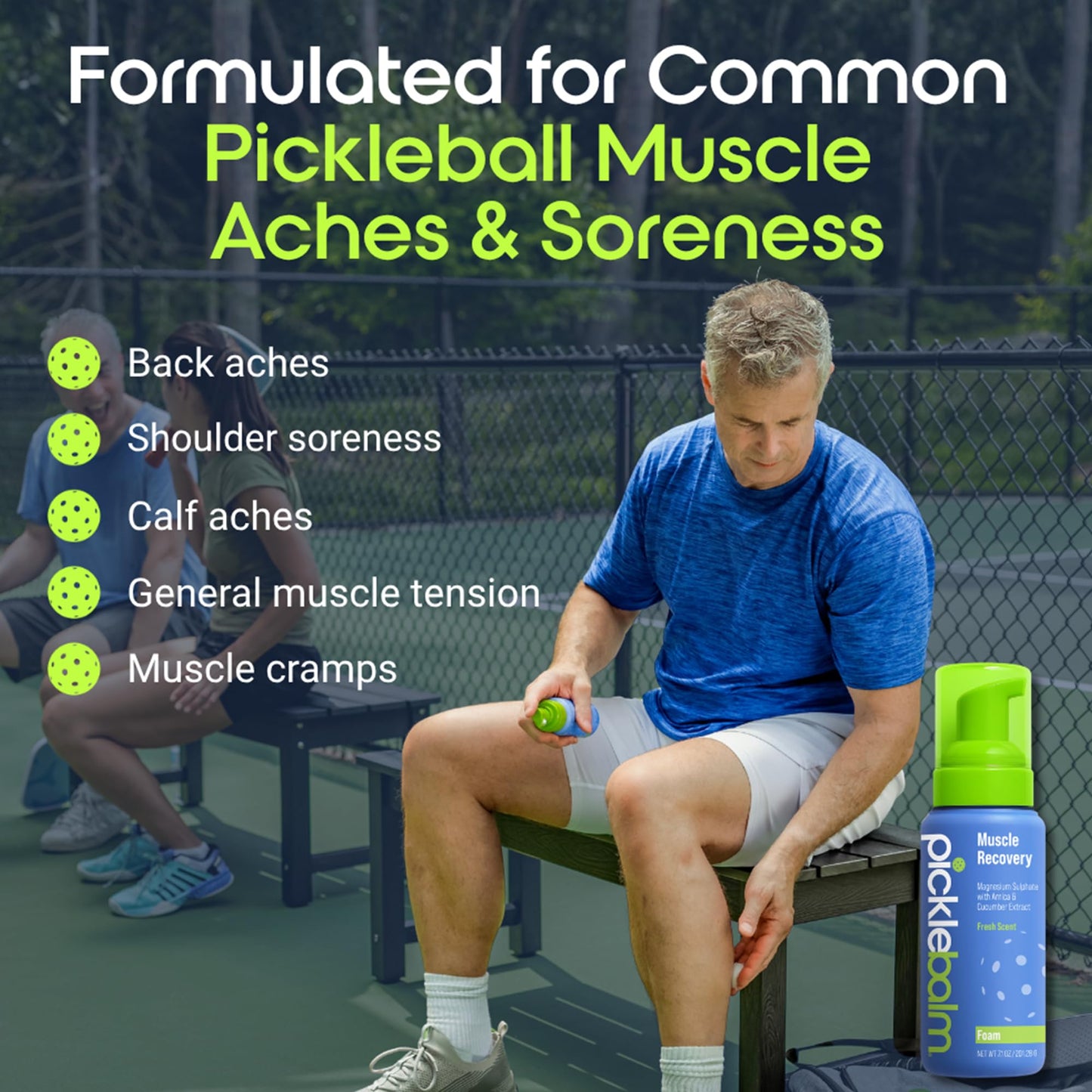PickleBalm Pickleball Post-Game Foam Muscle Cramp Relief and Relaxer with Magnesium Sulphate, Arnica & Cucumber Extract for Pain and Leg Cramps, Sore Muscle Relief, 7.1oz Bottle PickleBalmBuy Supplements Australia