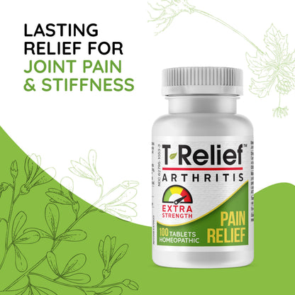 T-Relief Extra Strength Arthritis Pain Reliever Arnica +12 Natural Medicines for Joint Soreness Stiffness Aches, Quick Dissolving Pain Relief for Women & Men - 100 Tablets MediNaturaBuy Supplements Australia