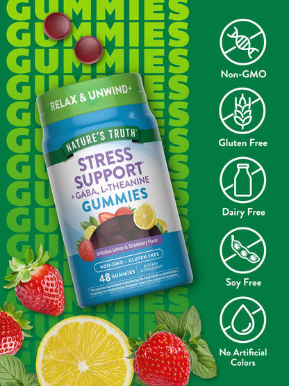 Nature's Truth Stress Relief Gummies for Adults | with Gaba, L Theanine, and Lemon Balm | Lemon Strawberry Flavor | Non-GMO & Gluten Free Supplement Nature's TruthBuy Supplements Australia