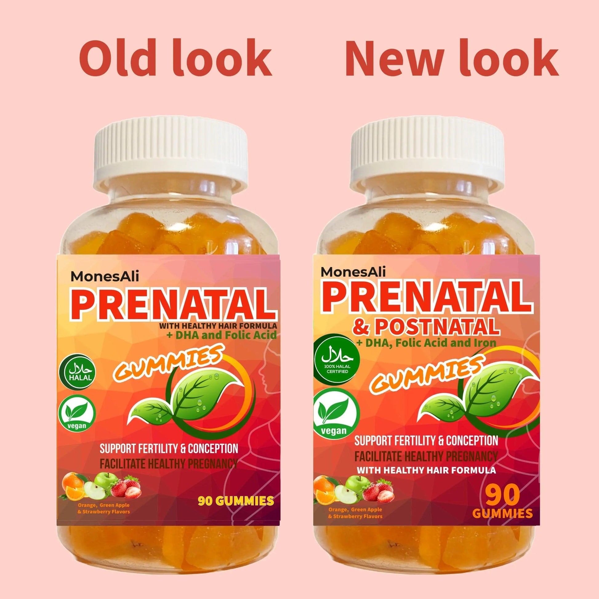 MonesAli Prenatal Gummies for Women Vitamins| & Postnatal | Vegan, Halal, Gelatin Free | with Folate, Iron & Biotin | MonesAli