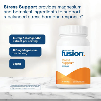 Bariatric Fusion Stress Support* | Vegan Supplement with Magnesium and Ashwagandha | Daily Vitamin for Women and Men | Bariatric Fusion