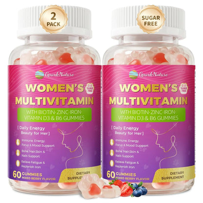 Multivitamin for Women Gummies With Iron, Magnesium, Folate, Biotin, Zinc, Womens Multivitamin Gummy Vitamin D3 A C E, B Complex GparkNatureBuy Supplements Australia