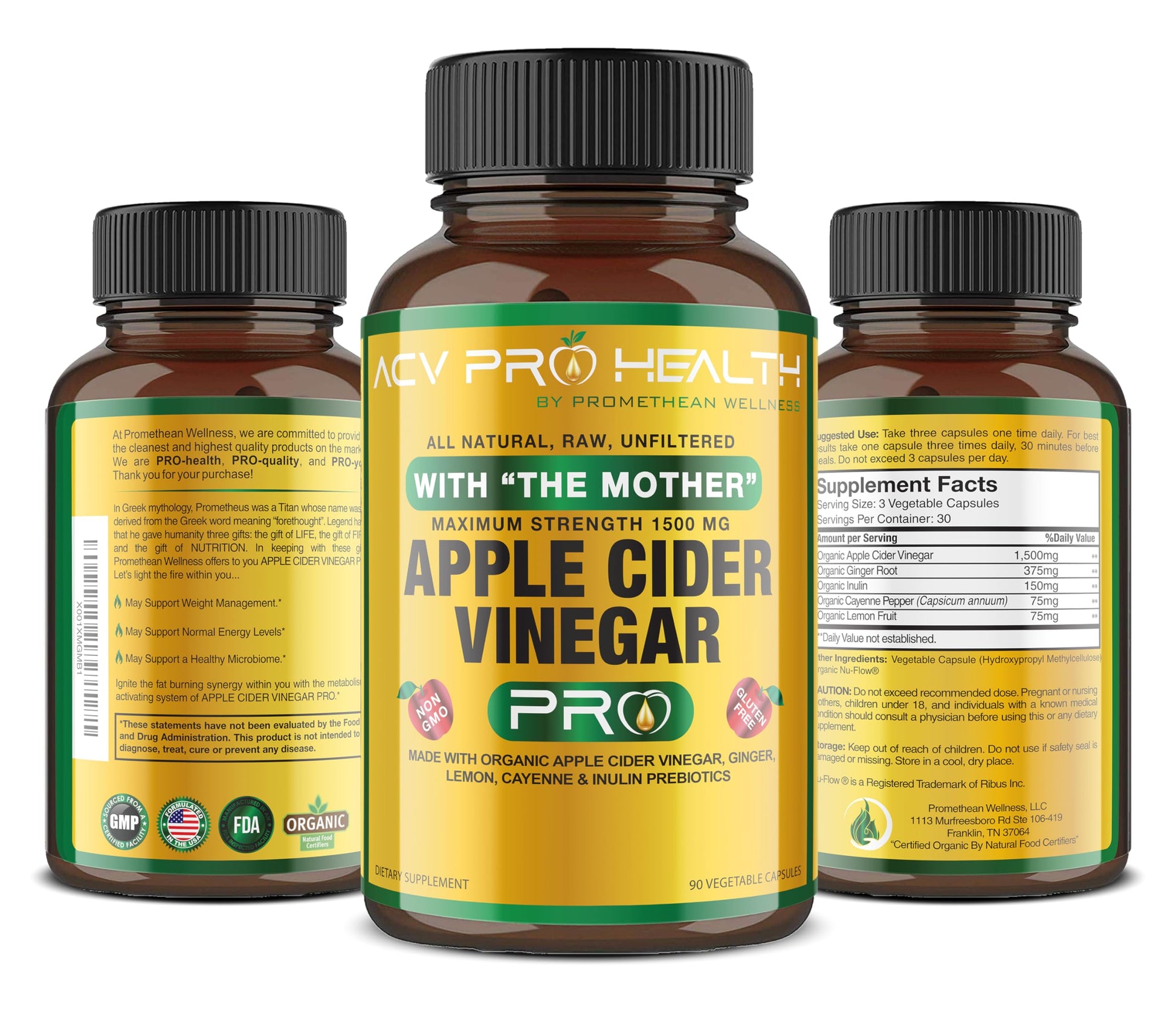 Certified Organic Apple Cider Vinegar Capsules Pro with Mother Acv Pills Detox Promethean WellnessBuy Supplements Australia