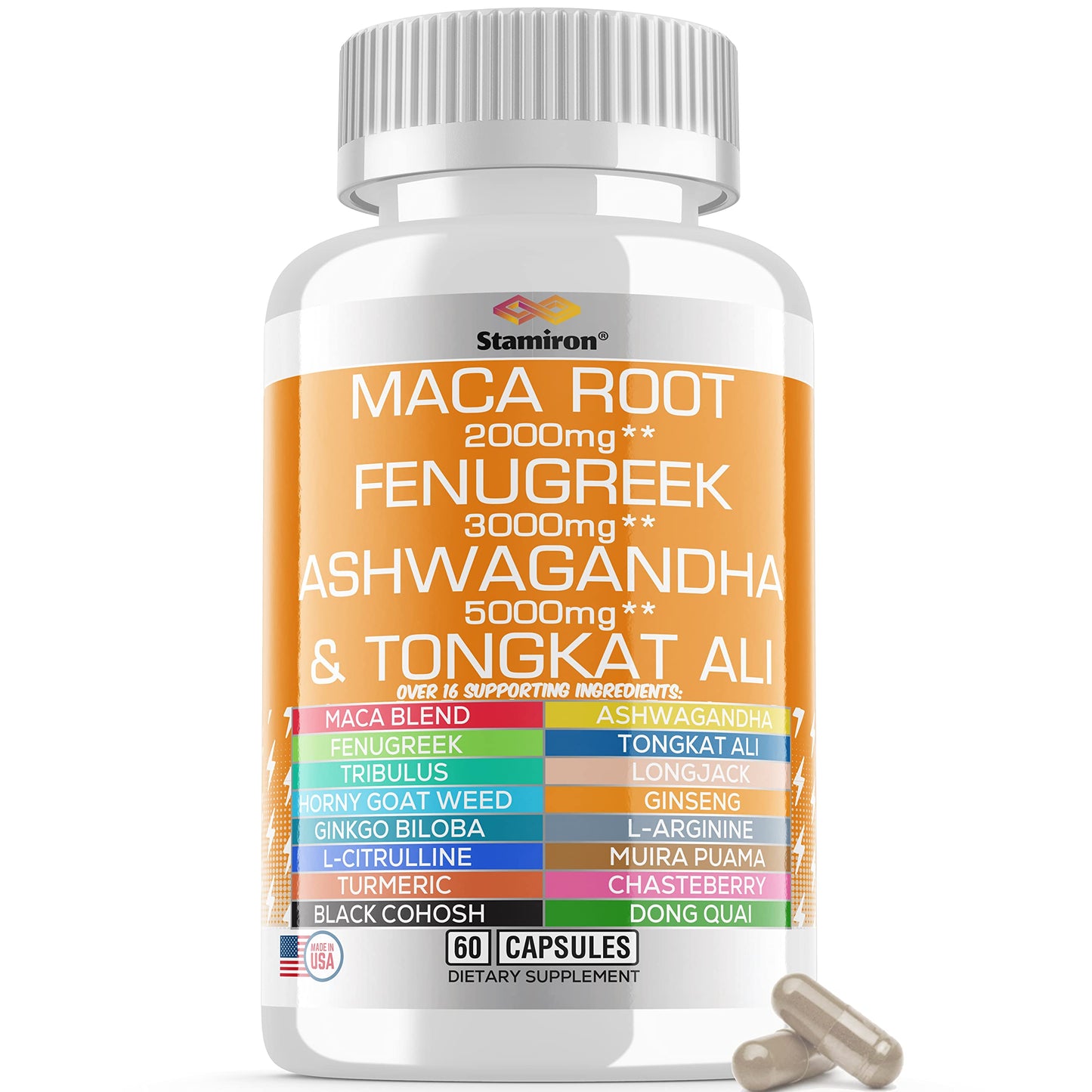 Stamiron Maca Root 2000mg Fenugreek 3000mg Ashwagandha 5000mg Supplement StamironBuy Supplements Australia
