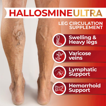 Hallosmine Ultra 650mg Diosmin Hesperidin, 60 Capsules + FREE Leg Cream with Diosmin, Hesperidin & Horse Chestnut, 4 oz | Blood Circulation & Vein Support Supplement, GMO Free, Gluten Free Hallusa NaturalBuy Supplements Australia