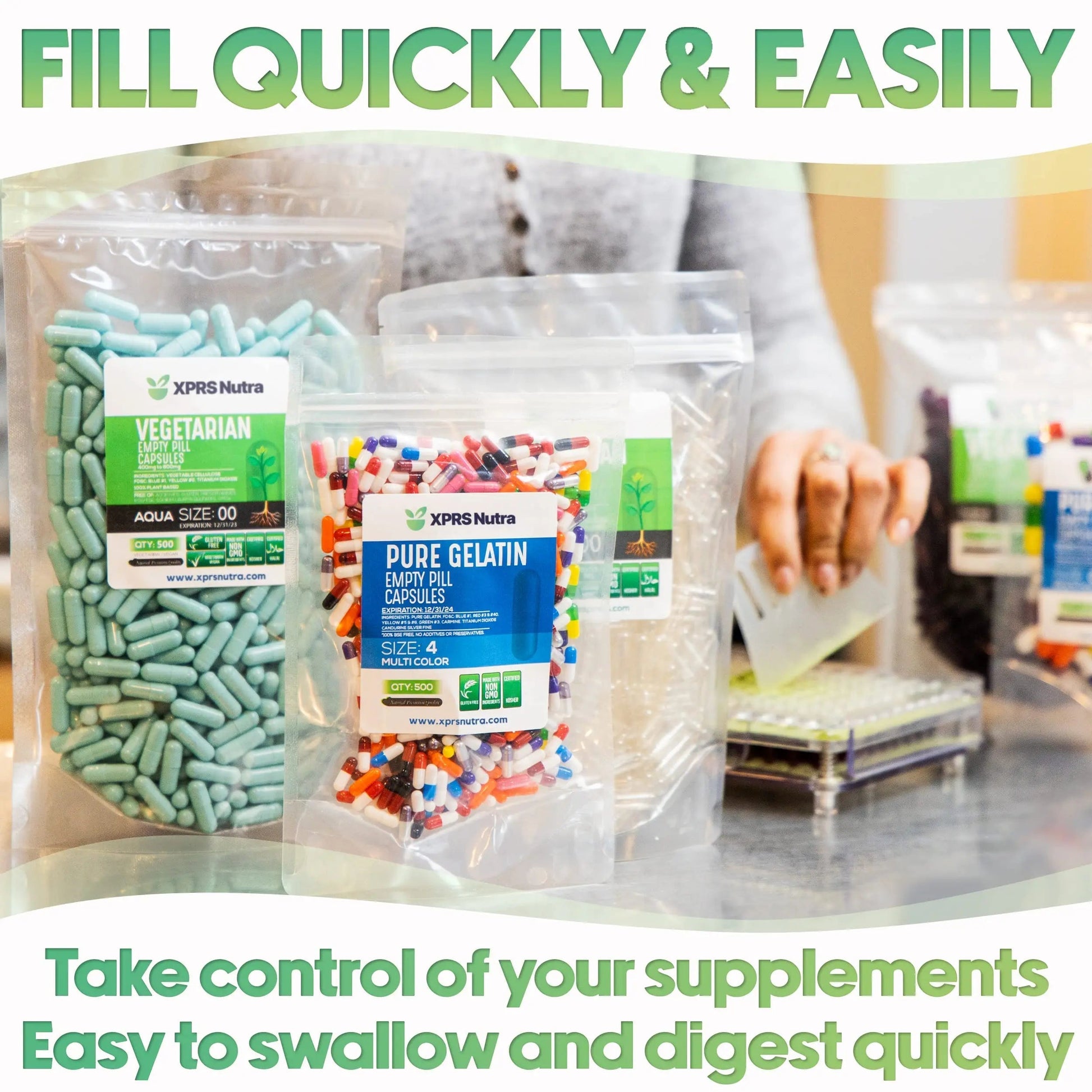 XPRS Nutra Size 3 Empty Capsules - 500 Count Empty Gelatin Capsules - Pills DIY Capsule Filling - Pure Bovine Pill Gel Caps Fillable XPRS NutraBuy Supplements Australia
