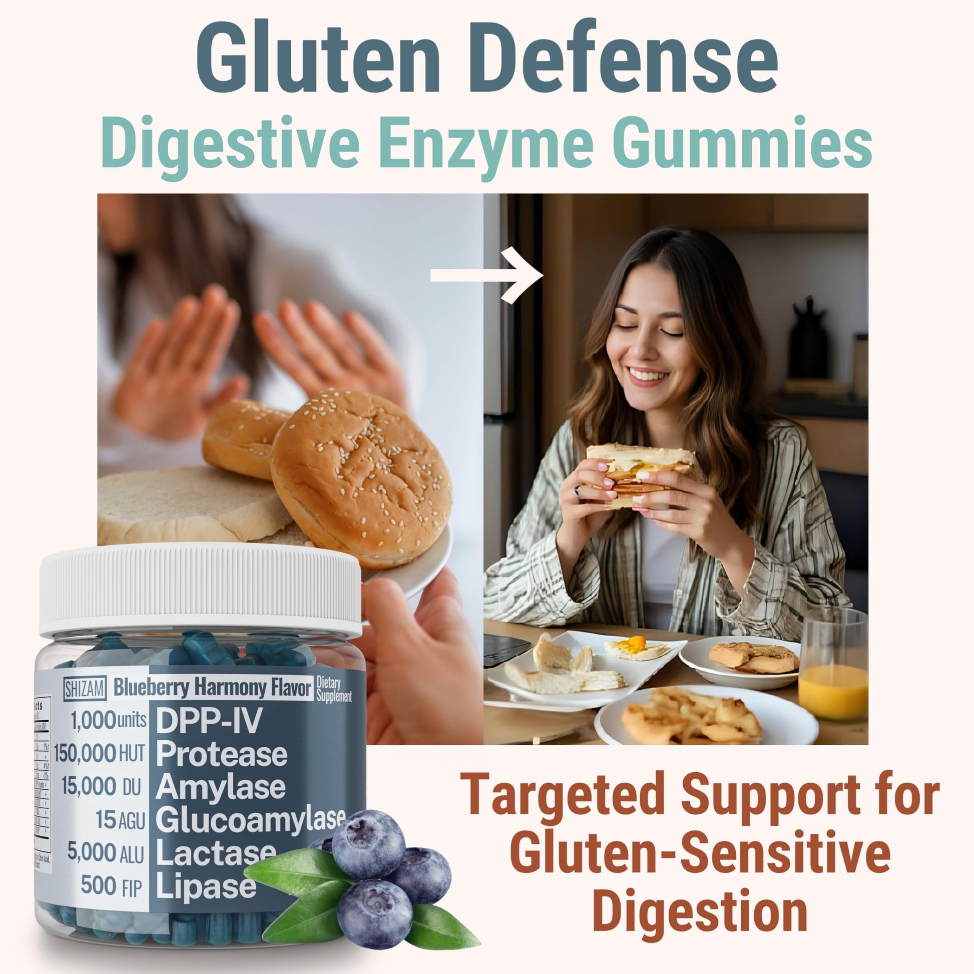 Gluten & Lactase Digestive Enzyme Gummies – Lactase Pancreatic Enzymes with DPP‑IV Lipase Gluco‑Amylase Lactase, Drops Chewables Capsules Pills Powder Supplement Alt, Pancreatic Support, for Kids SHIZAMBuy Supplements Australia