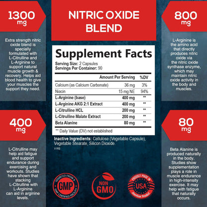 Extra Strength Nitric Oxide Supplement L Arginine 3X Strength - Citrulline Malate, AAKG SILVERONYXBuy Supplements Australia