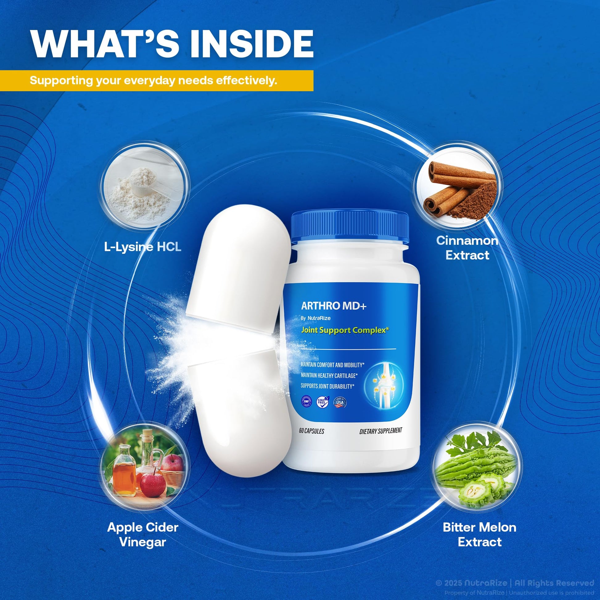 NutraRize (3 Pack) Arthro MD+ Capsules, Official Arthro MD Joint Support, All Natural Formula to Support Flexibility and Mobility, Premium Pills for Healthy Joints, Arthro M D Review (180 Capsules) NutraRizeBuy Supplements Australia