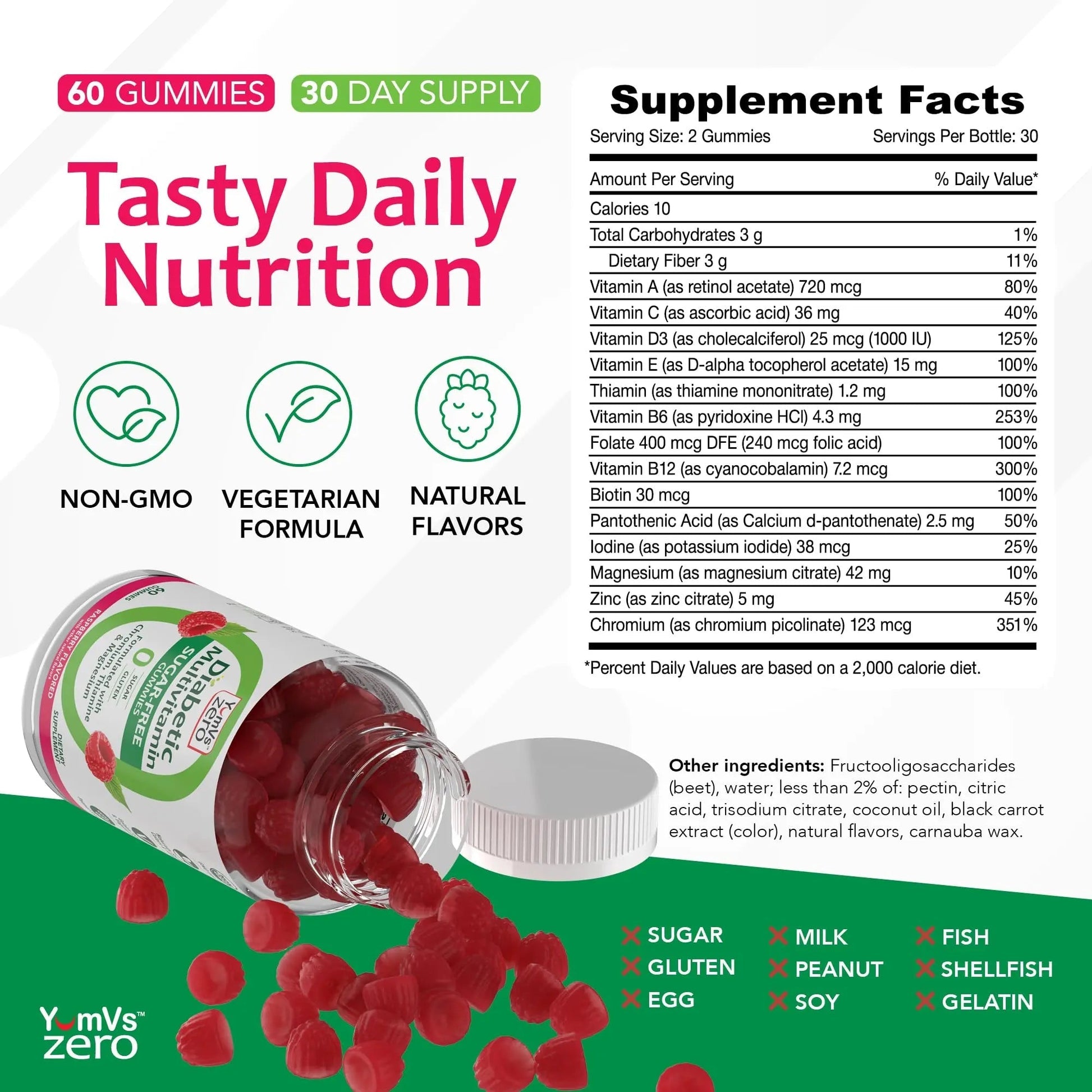 YUM-V'S Multivitamin for Women & Men – Sugar Free Multivitamin Gummies – Zero Sugar Gummy with Chromium, Thiamine & Magnesium YUM-V'SBuy Supplements Australia